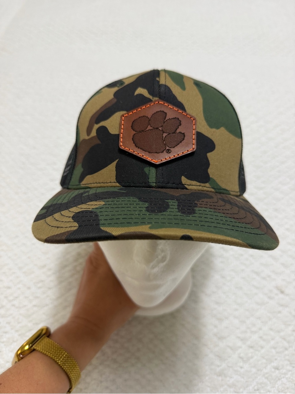 Clemson Tigers Paw Patch on Richardson Camo Trucker Hat